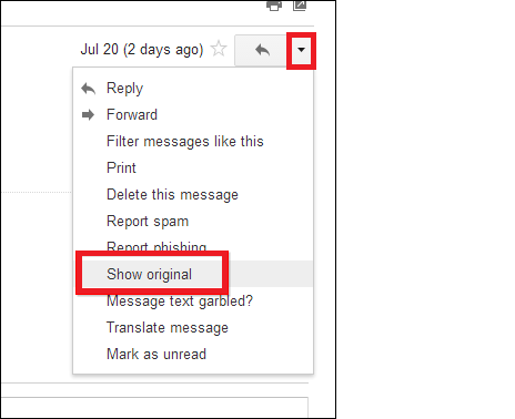 View Gmail Message Header