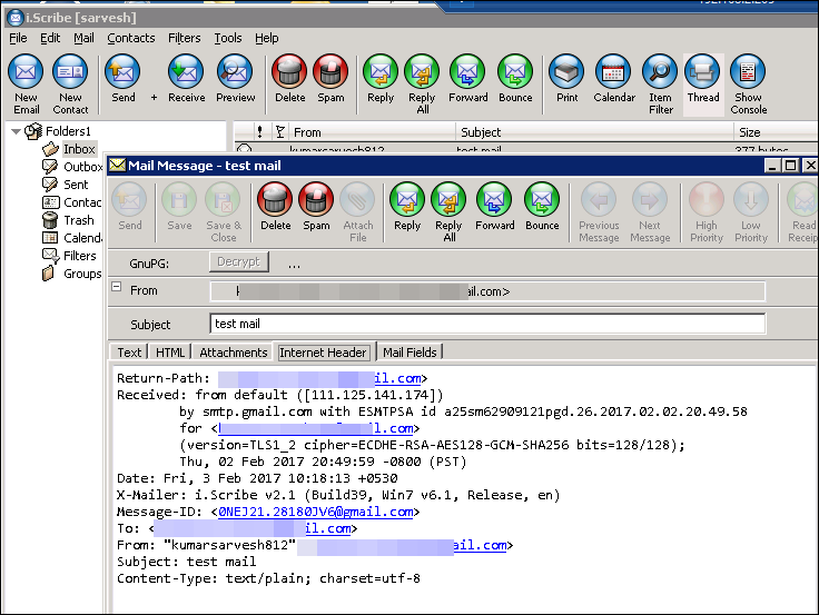 Analyze i.Scribe Email Header