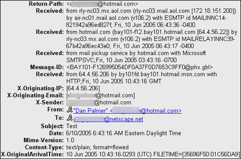 Netscape Email Header Information