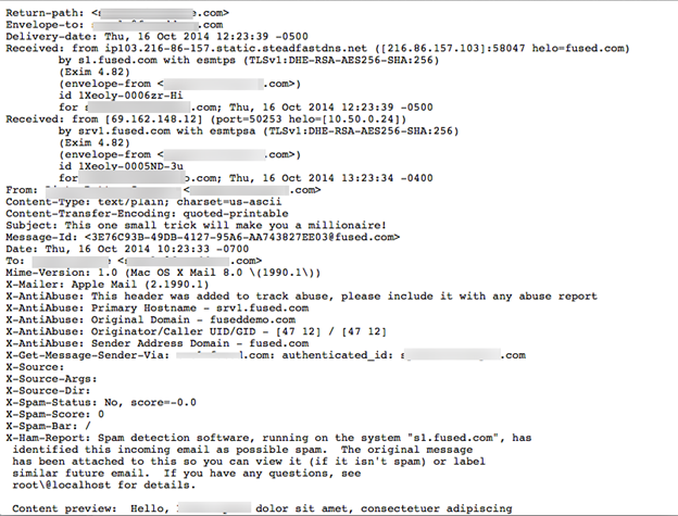 SquirrelMail Message Header