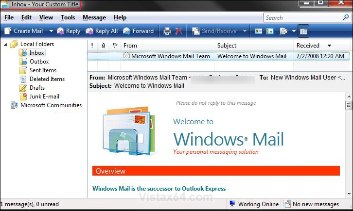 Windows Mail Interface