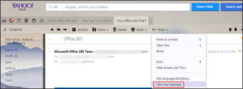 Yahoo Mail Header Complete Analysis View Forensic Artifact