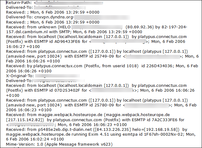 zarafa mail header analysis